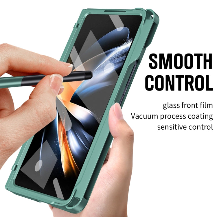 For Samsung Galaxy Z Fold4 Diamond Case-film Integral Hinge Shockproof Phone Case with Pen(Green) - Galaxy Z Fold4 5G Cases by buy2fix | Online Shopping UK | buy2fix