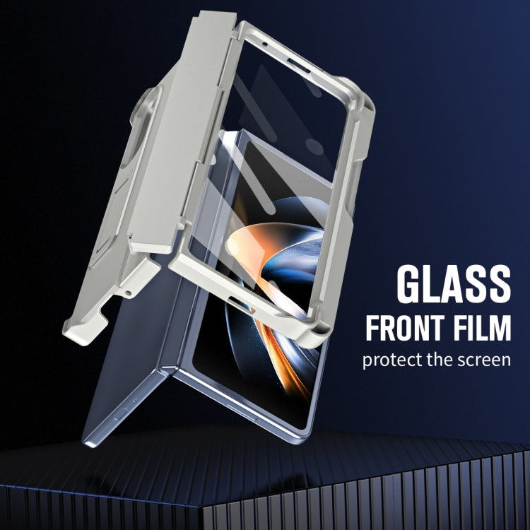 For Samsung Galaxy Z Fold3 5G Diamond Case-film Integral Hinge Shockproof Phone Case with Pen(White) - Galaxy Phone Cases by buy2fix | Online Shopping UK | buy2fix