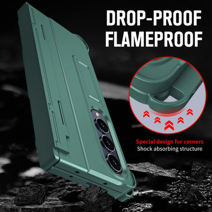 For Samsung Galaxy Z Fold3 5G Diamond Case-film Integral Hinge Shockproof Phone Case with Pen(Green) - Galaxy Phone Cases by buy2fix | Online Shopping UK | buy2fix