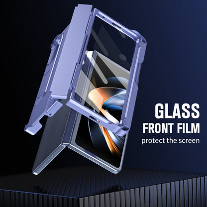 For Samsung Galaxy Z Fold3 5G Diamond Case-film Integral Hinge Shockproof Phone Case with Pen(Purple) - Galaxy Phone Cases by buy2fix | Online Shopping UK | buy2fix