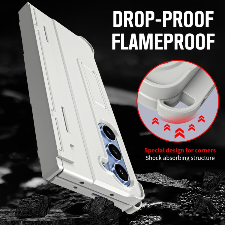 For Samsung Galaxy Z Fold6 5G Diamond Case-film Integral Hinge Shockproof Phone Case with Pen(White) - Galaxy Z Fold6 5G Cases by buy2fix | Online Shopping UK | buy2fix