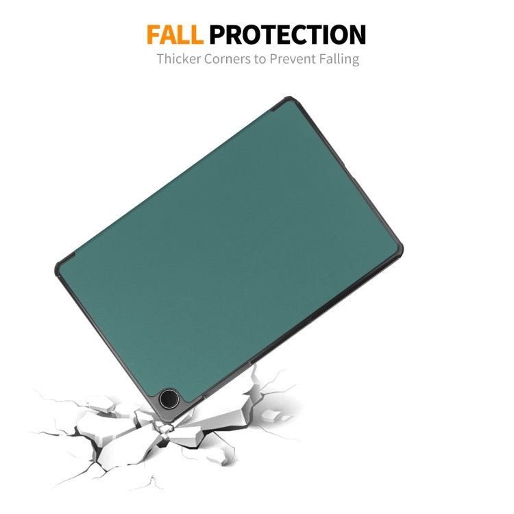 For Samsung Galaxy Tab A9+ 11.0 ENKAY Tri-fold Custer Texture Leather Smart Tablet Case(Dark Green) - Galaxy Tab A9+ by ENKAY | Online Shopping UK | buy2fix