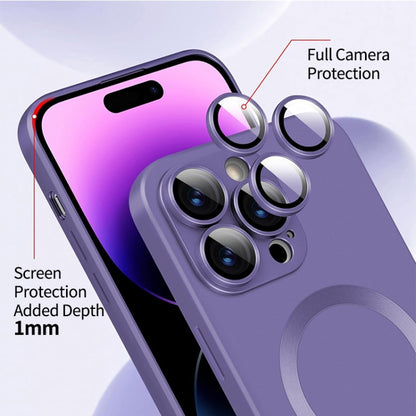 For iPhone 14 Pro Max ENKAY MagSafe Matte TPU Phone Case with Lens Film & Screen Glass Film(Dark Blue) - iPhone 14 Pro Max Cases by ENKAY | Online Shopping UK | buy2fix