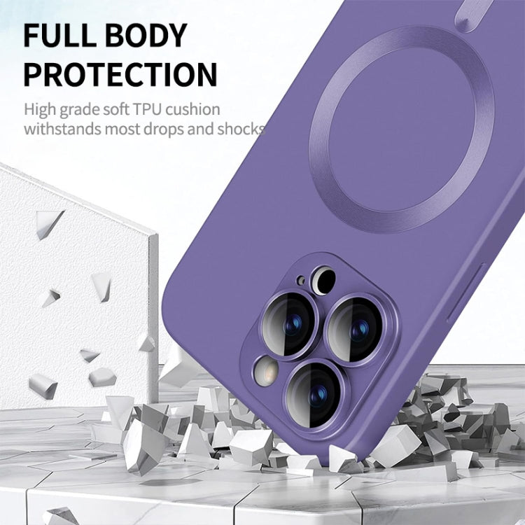 For iPhone 14 Pro Max ENKAY MagSafe Matte TPU Phone Case with Lens Film & Screen Glass Film(Purple) - iPhone 14 Pro Max Cases by ENKAY | Online Shopping UK | buy2fix