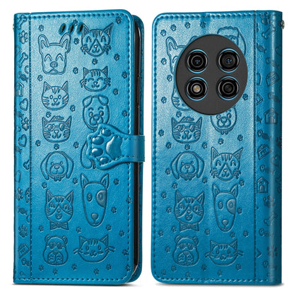 For Ulefone Note 15 Cat and Dog Embossed Leather Phone Case(Blue) by buy2fix
