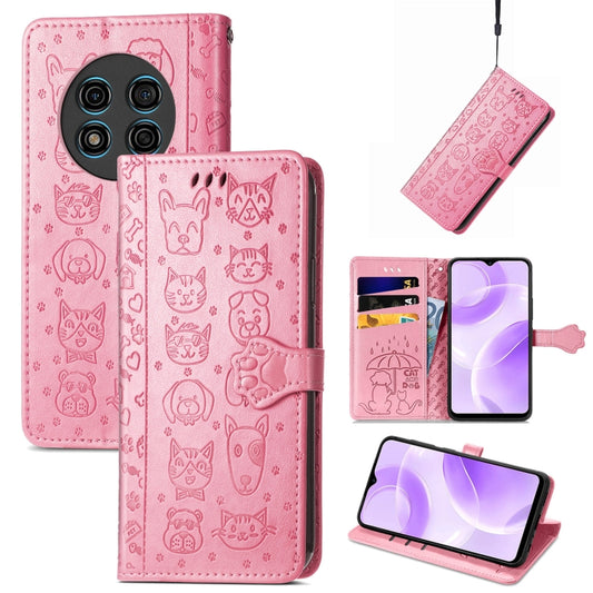 For Ulefone Note 15 Cat and Dog Embossed Leather Phone Case(Pink) by buy2fix