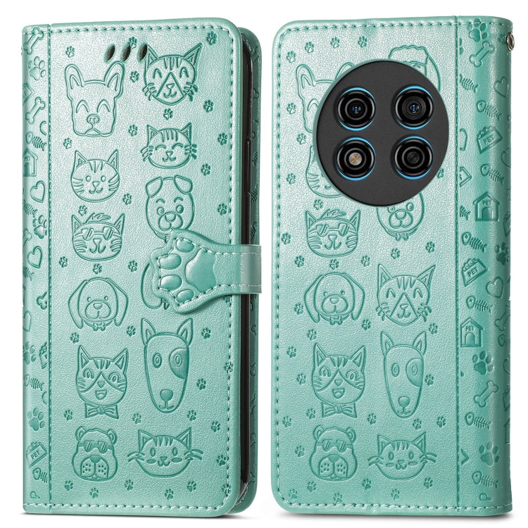 For Ulefone Note 15 Cat and Dog Embossed Leather Phone Case(Green) by buy2fix