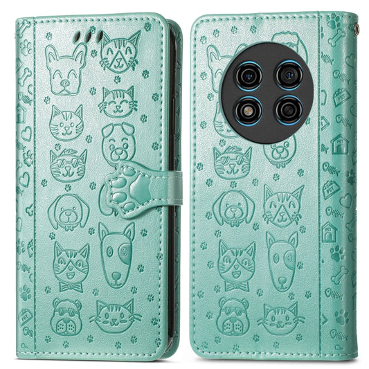 For Ulefone Note 15 Cat and Dog Embossed Leather Phone Case(Green) by buy2fix