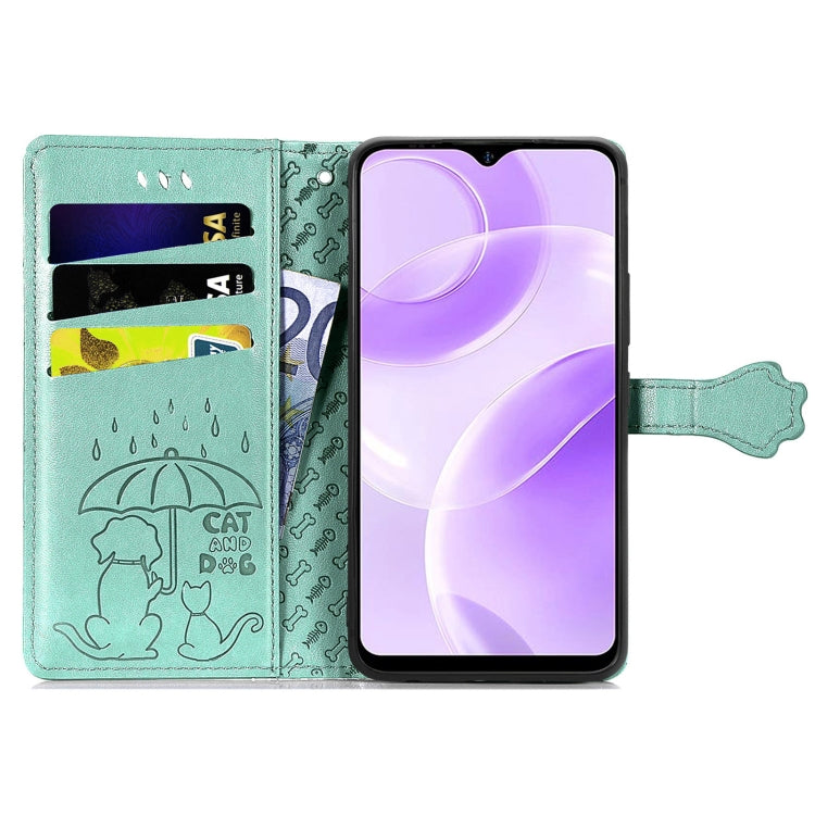 For Ulefone Note 15 Cat and Dog Embossed Leather Phone Case(Green) by buy2fix