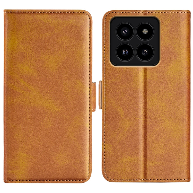 For Xiaomi 14 Pro Dual-side Magnetic Buckle Horizontal Flip Leather Phone Case(Yellow) by buy2fix