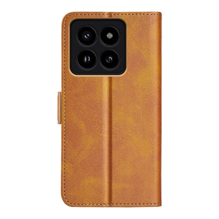 For Xiaomi 14 Pro Dual-side Magnetic Buckle Horizontal Flip Leather Phone Case(Yellow) by buy2fix
