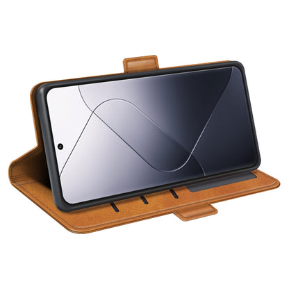 For Xiaomi 14 Pro Dual-side Magnetic Buckle Horizontal Flip Leather Phone Case(Yellow) by buy2fix