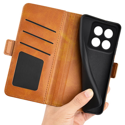 For Xiaomi 14 Pro Dual-side Magnetic Buckle Horizontal Flip Leather Phone Case(Yellow) by buy2fix