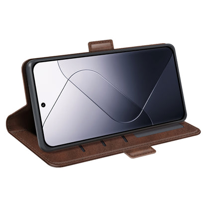 For Xiaomi 14 Dual-side Magnetic Buckle Horizontal Flip Leather Phone Case(Brown) - 14 Cases by buy2fix | Online Shopping UK | buy2fix