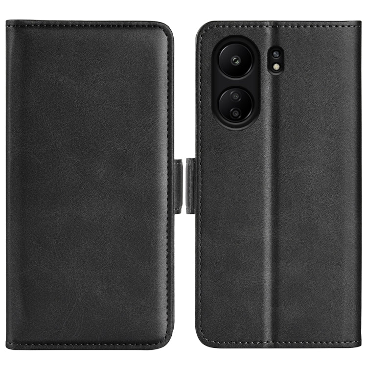 For Xiaomi Redmi Note 13C Dual-side Magnetic Buckle Horizontal Flip Leather Phone Case(Black) - 13C Cases by buy2fix | Online Shopping UK | buy2fix