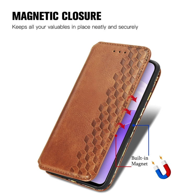 For Ulefone Note 15 Cubic Grid Pressed Magnetic Leather Phone Case(Brown) by buy2fix