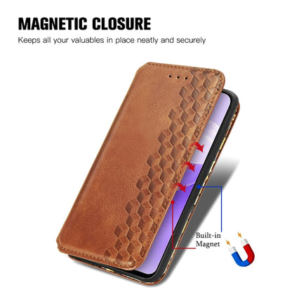 For Ulefone Note 15 Cubic Grid Pressed Magnetic Leather Phone Case(Brown) by buy2fix