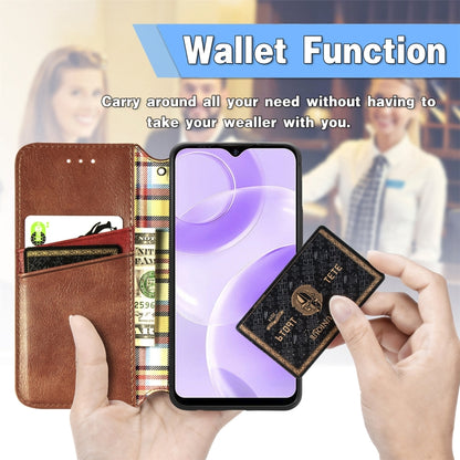 For Ulefone Note 15 Cubic Grid Pressed Magnetic Leather Phone Case(Brown) by buy2fix