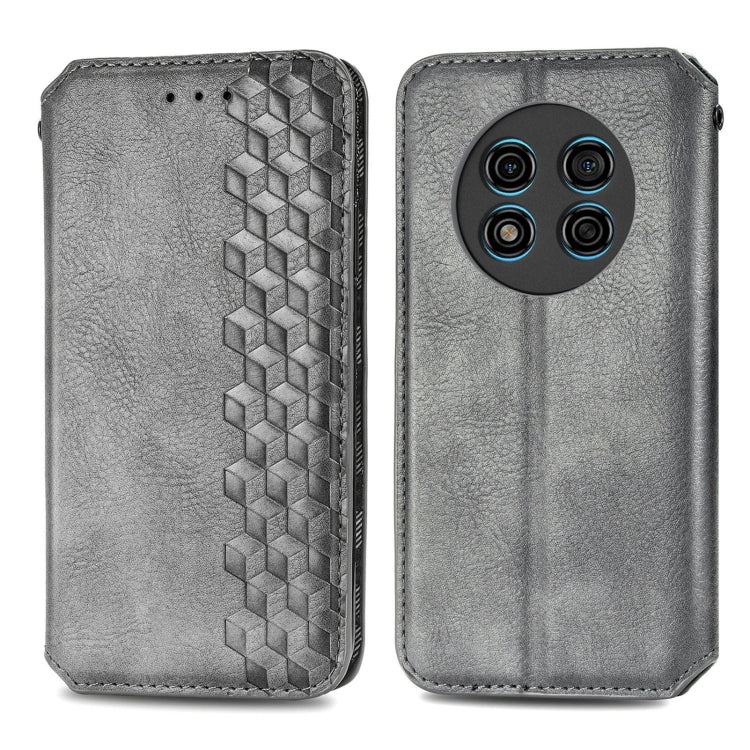 For Ulefone Note 15 Cubic Grid Pressed Magnetic Leather Phone Case(Grey) by buy2fix