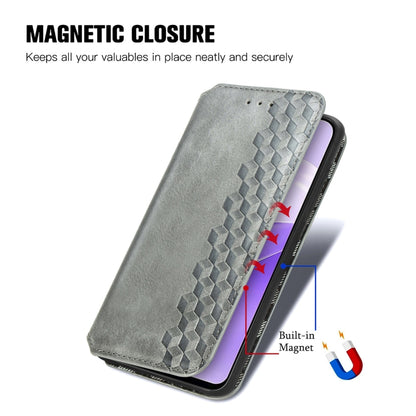 For Ulefone Note 15 Cubic Grid Pressed Magnetic Leather Phone Case(Grey) by buy2fix