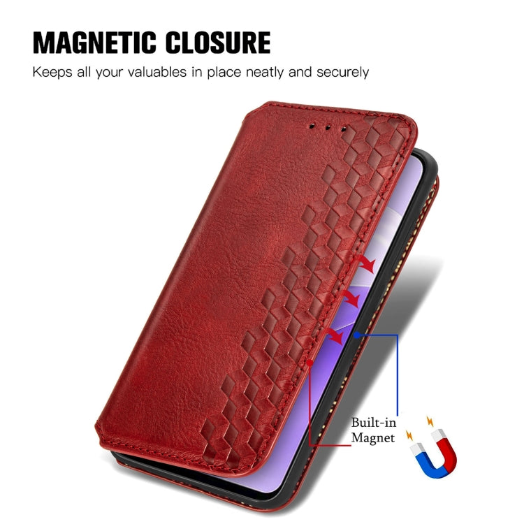 For Ulefone Note 15 Cubic Grid Pressed Magnetic Leather Phone Case(Red) by buy2fix