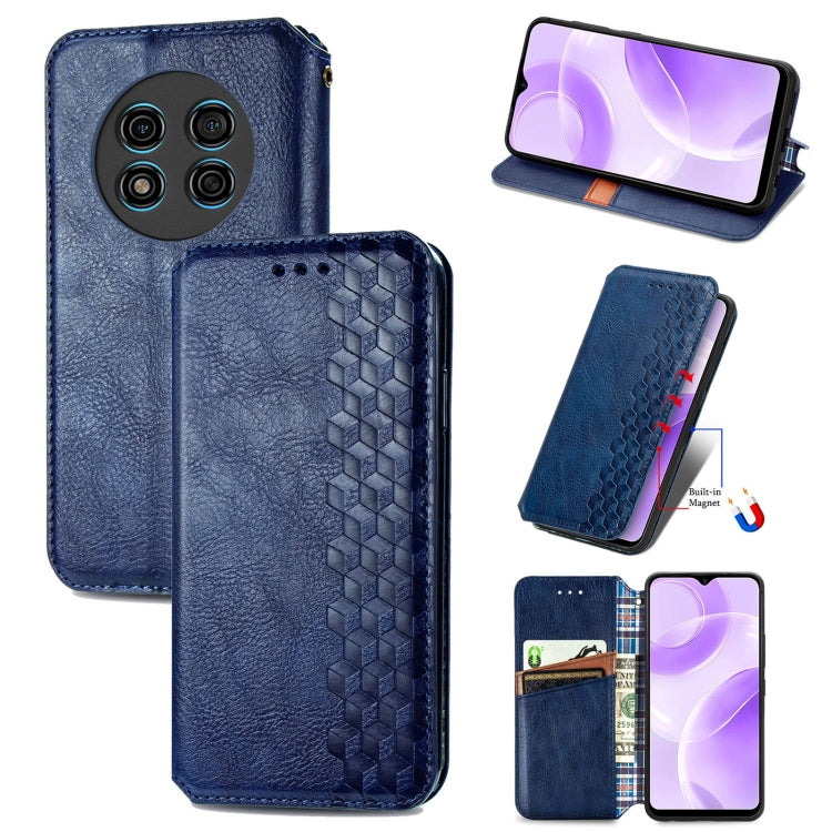 For Ulefone Note 15 Cubic Grid Pressed Magnetic Leather Phone Case(Blue) by buy2fix