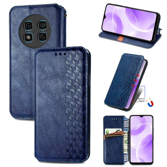 For Ulefone Note 15 Cubic Grid Pressed Magnetic Leather Phone Case(Blue) by buy2fix