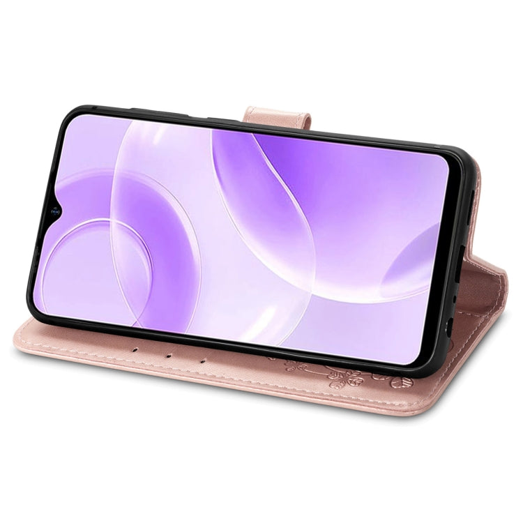 For Ulefone Note 15 Four-leaf Clasp Embossed Buckle Leather Phone Case(Rose Gold) by buy2fix