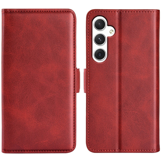 For Samsung Galaxy S24 5G Dual-side Magnetic Buckle Horizontal Flip Leather Phone Case(Red)