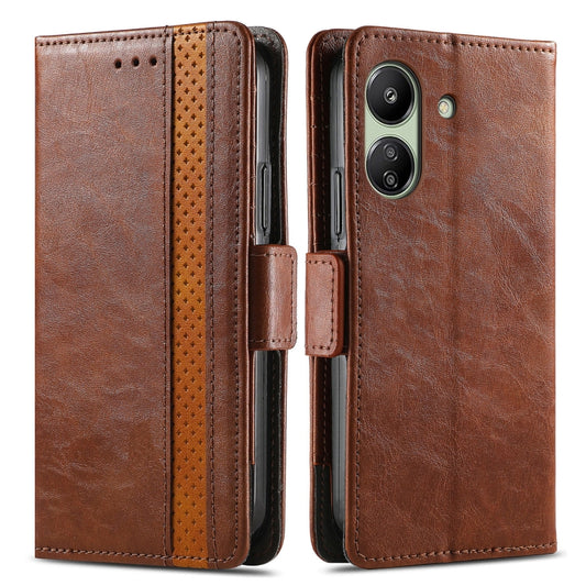 For Xiaomi Redmi 13C CaseNeo Splicing Dual Magnetic Buckle Leather Phone Case(Brown) by buy2fix