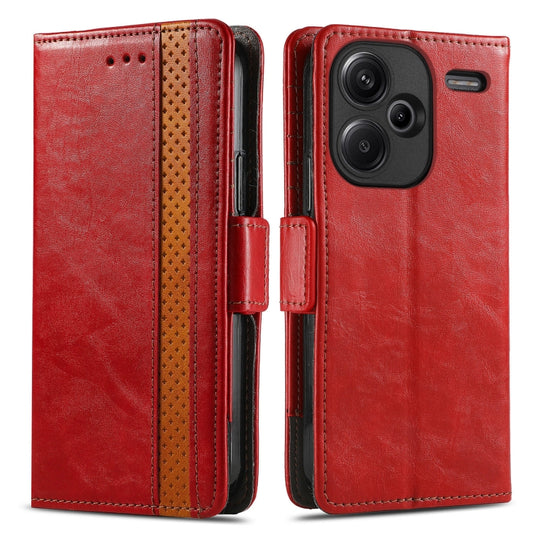 For Xiaomi Redmi Note 13 Pro+ CaseNeo Splicing Dual Magnetic Buckle Leather Phone Case(Red) by buy2fix