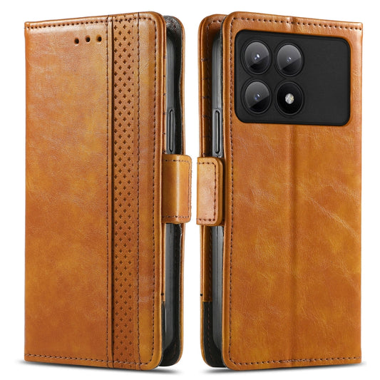 For Xiaomi Redmi K70E CaseNeo Splicing Dual Magnetic Buckle Leather Phone Case(Khaki) by buy2fix