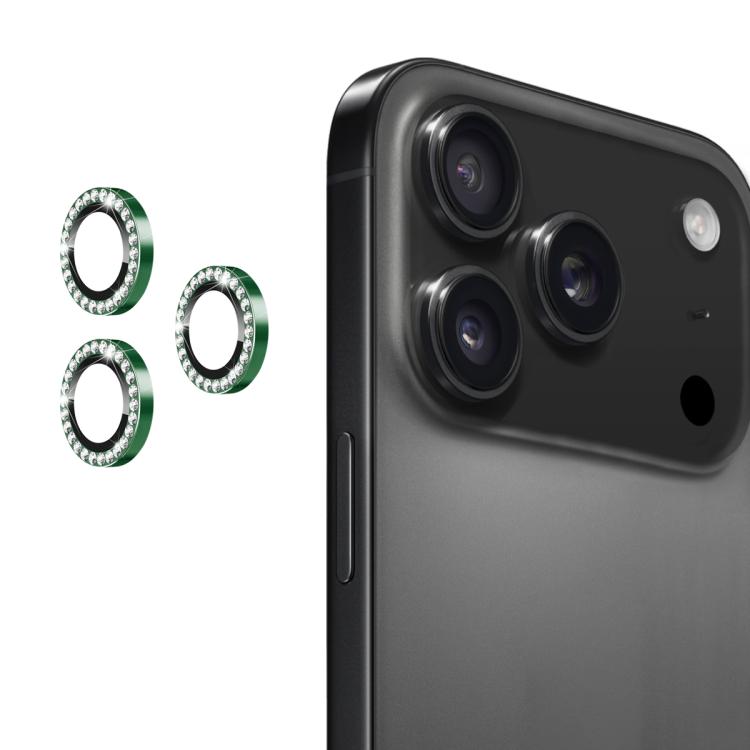 For iPhone 17 Pro / 17 Pro Max ENKAY AR Anti-reflection Individual Diamond Ring Camera Lens Glass Full Film(Deep Green) - iPhone 17 Pro Max Tempered Glass by ENKAY | Online Shopping UK | buy2fix