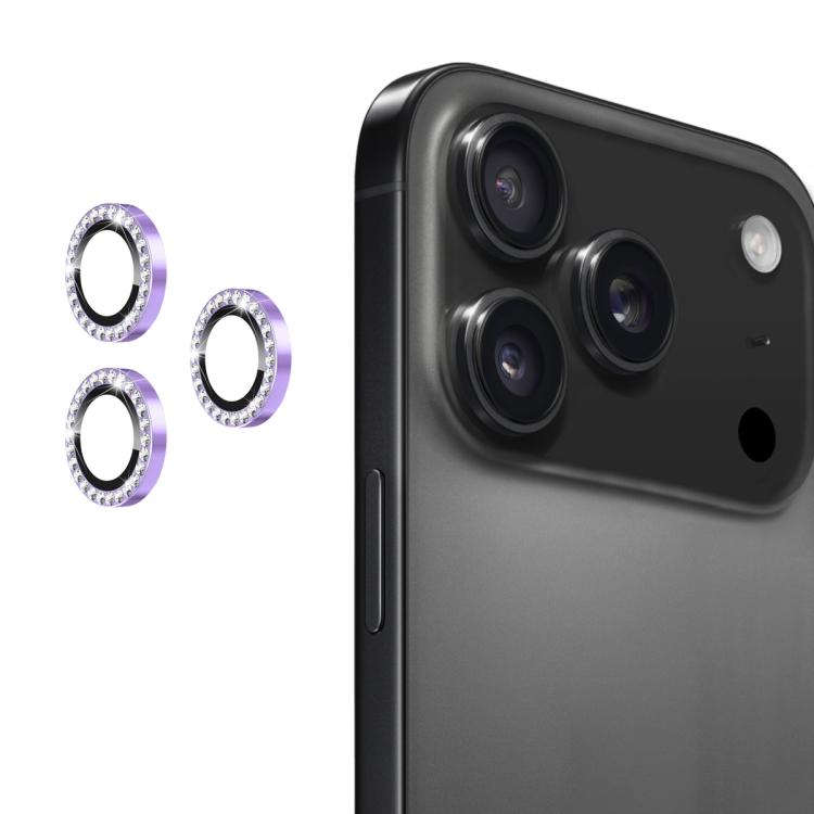 For iPhone 17 Pro / 17 Pro Max ENKAY AR Anti-reflection Individual Diamond Ring Camera Lens Glass Full Film(Light Purple) - iPhone 17 Pro Max Tempered Glass by ENKAY | Online Shopping UK | buy2fix