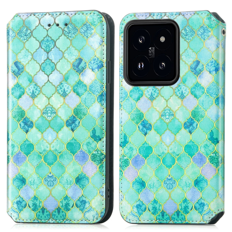 For Xiaomi 14 CaseNeo Colorful Magnetic Leather Phone Case(Emeralds) - 14 Cases by buy2fix | Online Shopping UK | buy2fix