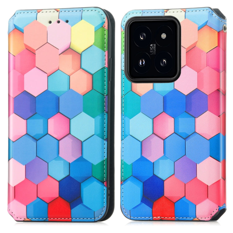 For Xiaomi 14 Pro CaseNeo Colorful Magnetic Leather Phone Case(Colorful Cube) - 14 Pro Cases by buy2fix | Online Shopping UK | buy2fix