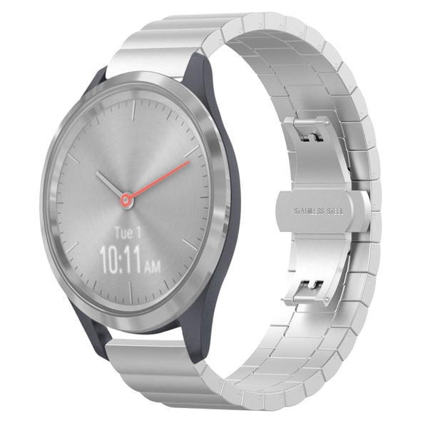 For Garmin Vivomove 3S One Bead Butterfly Buckle Stainless Steel Metal Watch Band(Silver) by buy2fix