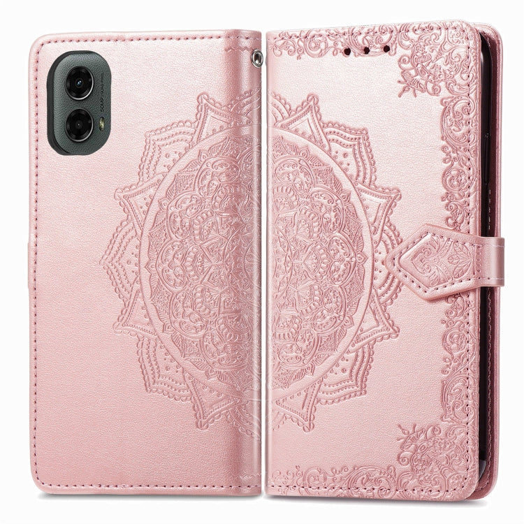 For Motorola Moto G 2024 Mandala Flower Embossed Leather Phone Case(Rose Gold) - Motorola Cases by buy2fix | Online Shopping UK | buy2fix