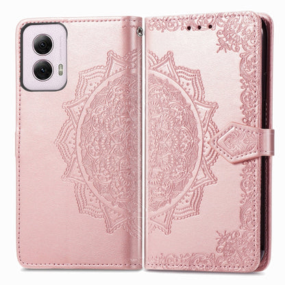 For Motorola Moto G Power 2024 Mandala Flower Embossed Leather Phone Case(Rose Gold) - Motorola Cases by buy2fix | Online Shopping UK | buy2fix