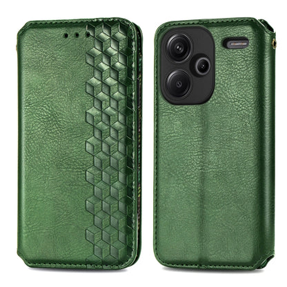 ForXiaomi Redmi Note 13 Pro+ Cubic Grid Pressed Magnetic Leather Phone Case(Green) - Note 13 Pro+ Cases by buy2fix | Online Shopping UK | buy2fix