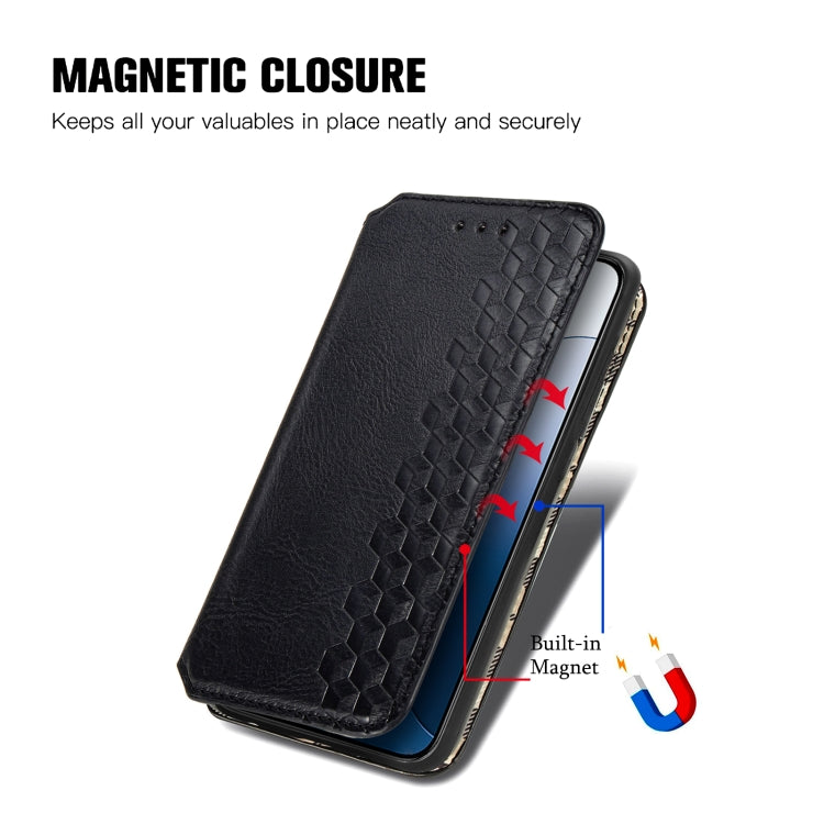 For Xiaomi 14 Cubic Grid Pressed Magnetic Leather Phone Case(Black) - 14 Cases by buy2fix | Online Shopping UK | buy2fix