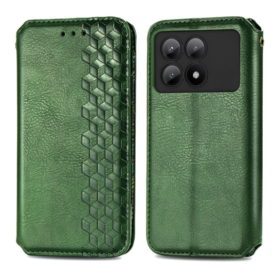 For Xiaomi Redmi K70E Cubic Grid Pressed Magnetic Leather Phone Case(Green) by buy2fix