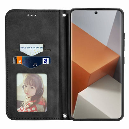 For Xiaomi Redmi Note 13 Pro+ 5G Retro Skin Feel Magnetic Flip Leather Phone Case(Black) - Note 13 Pro+ Cases by buy2fix | Online Shopping UK | buy2fix