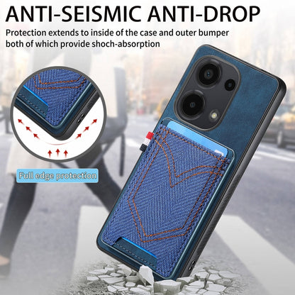 For Xiaomi Redmi Note 13 Pro 4G Denim Texture Leather Skin Phone Case with Card Slot(Blue) - Note 13 Pro Cases by buy2fix | Online Shopping UK | buy2fix