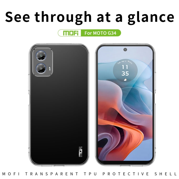 For Motorola Moto G34 MOFI Ming Series Ultra-thin TPU Phone Case(Transparent) - Motorola Cases by MOFI | Online Shopping UK | buy2fix