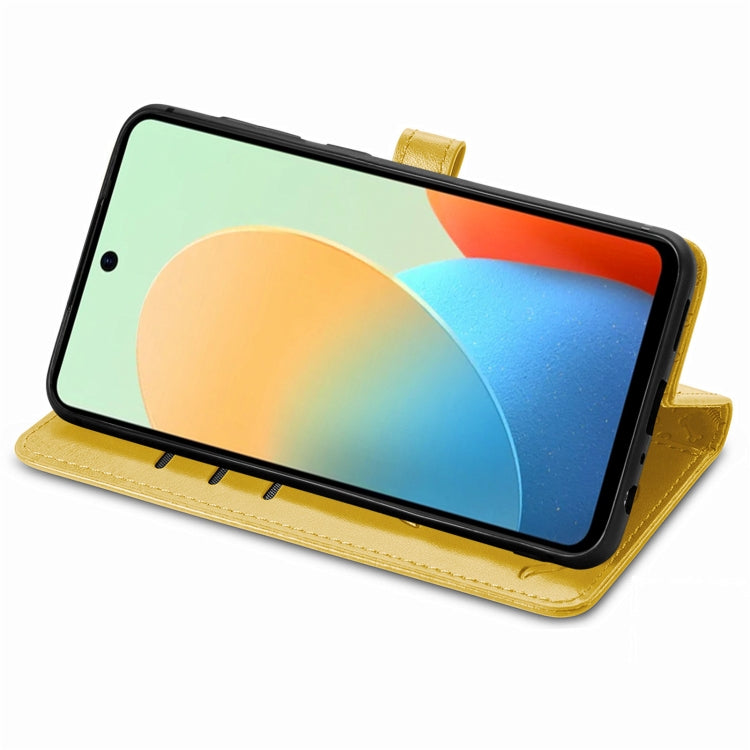 For Tecno Spark Go 2024 Cat and Dog Embossed Leather Phone Case(Yellow) by buy2fix