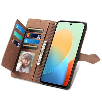 For Tecno Spark Go 2024 Embossed Flower Zipper Leather Phone Case(Brown) by buy2fix