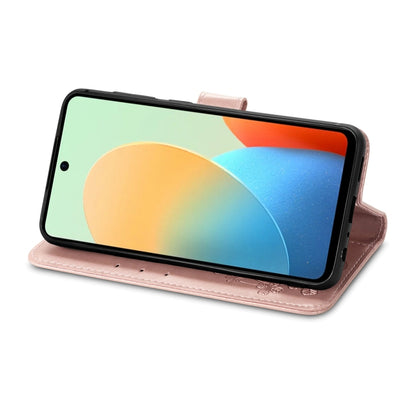 For Tecno Spark Go 2024 Four-leaf Clasp Embossed Buckle Leather Phone Case(Rose Gold) by buy2fix