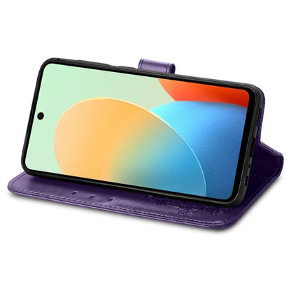 For Tecno Spark Go 2024 Four-leaf Clasp Embossed Buckle Leather Phone Case(Purple) by buy2fix