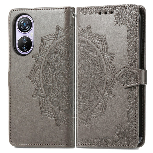 For Blackview A200 Pro Mandala Flower Embossed Leather Phone Case(Gray) by buy2fix